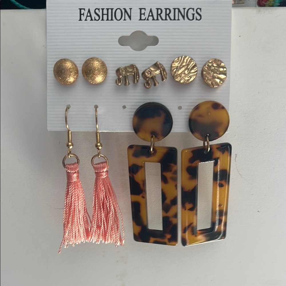 Gold and Tortoise Shell Fashion Earrings Set